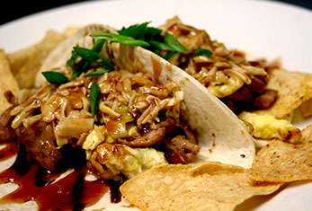 10 West Restaurant and Bar Plum Pork Twisted Tacos